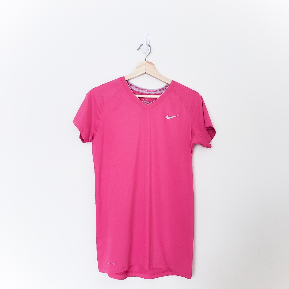 NIKE PRO COMBAT DRI FIT FITTED V NECK SHIRT